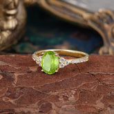 1.5 Carat Oval Cut Peridot Engagement Ring Anniversary Gift